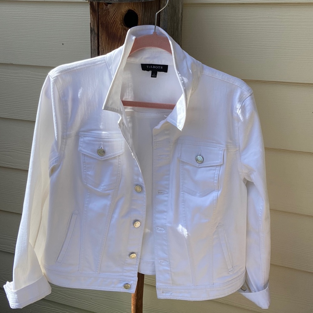 White jean jacket Talbots perfect worn once!